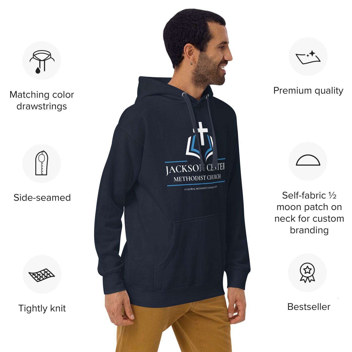 Jackson Center Methodist Unisex Hoodie Navy